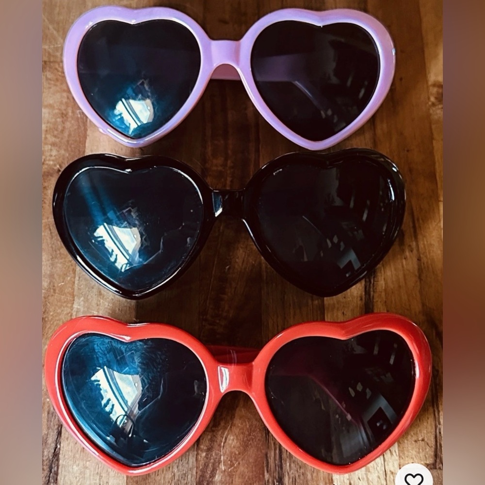 Heart-Shaped Sunglasses Set - Pink, Black, Red